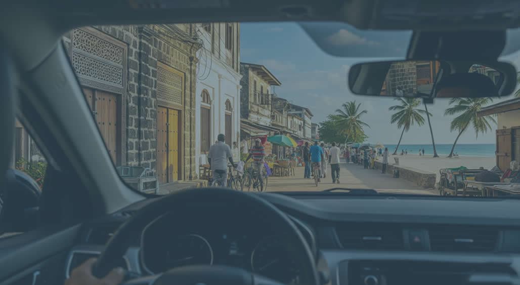 Driving through Stone Town, Zanzibar